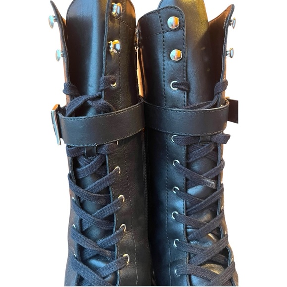 Schutz Moly Tall Combat Military Boots Black Leather Size 8.5 B Free People - Picture 6 of 14